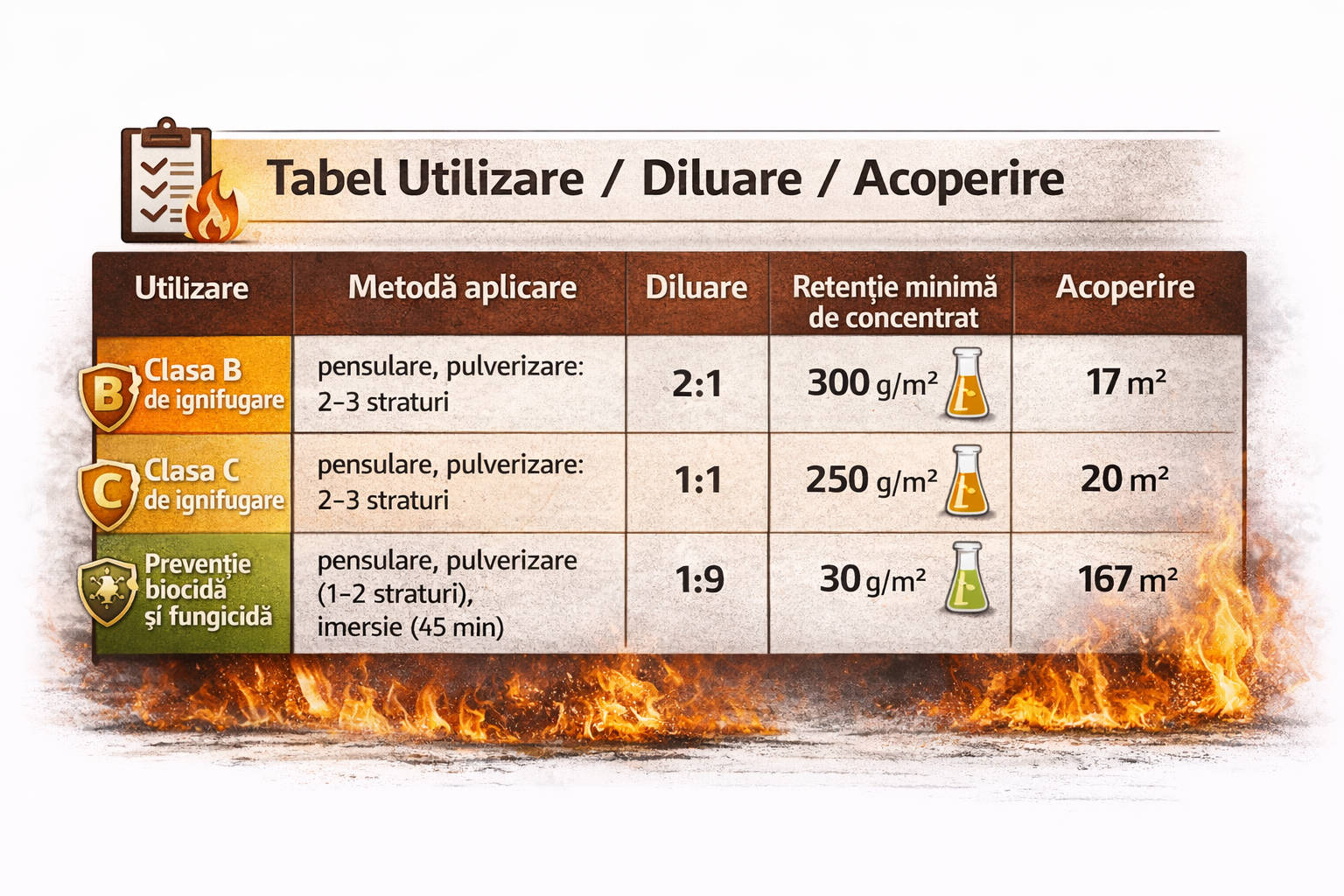tabel utilizare bochemit antiflash